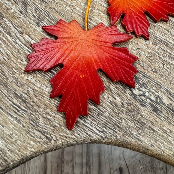 Genuine Leather Maple Leaf Bag Charm Autumn Leaves Brown Leather Crossbody Charm - Picture 6 of 8